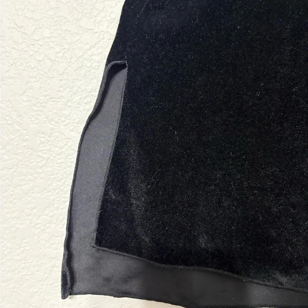Intimately Free People Black Velvet Camisole with Mesh Lace Detail, Side‎ Slits.
